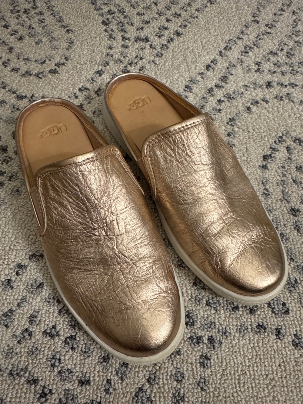 UGG Metallic Rose Gold Slip-On Clog Mules